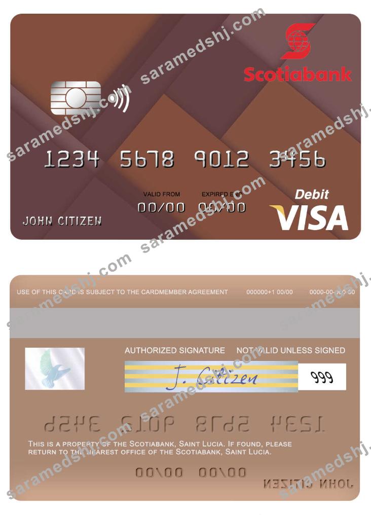 Saint Lucia Scotiabank visa debit card